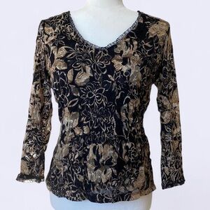 Black and Tan Floral Women's Top